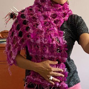 Loom Weaved Scarf, Hand Crafted, Pink Violet, Women's, Unique Accessory